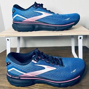 Brooks Ghost 15 Women's Blue Peacoat Pink Running Shoes Athletic Size 9.5